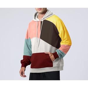 Nueva llegada de 100% algodón manga larga hombro pendiente cuello redondo impreso cómodo de talla grande Sudadera con capucha para hombre - Product Image 3