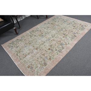 Alfombra Vintage de 4.8x7.7 pies, Alfombra Turca, Alfombra de Lana con Rayas Rosas - Product Image 5