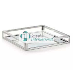 Mirror Finished <b>Napkin</b> <b>Holder</b> With Silver Rails Stainless Steel Tissue <b>Holder</b> With Superior Quality Fancy Decor <b>Napkin</b> <b>Holder</b> - Product Image 1