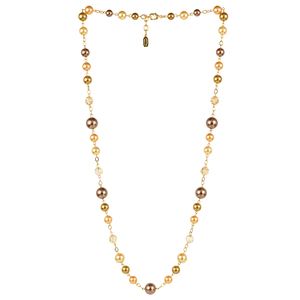 Collar hecho a mano en Italia para mujer, de 84 cm, con perlas y cuentas de vidrio, chapado en oro de 18 quilates. - Product Image 1