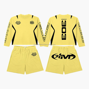 Custom 100% Cotton Oversized Women's Custom Ribbed Cotton <b>T</b>-Shirt Shorts Set Casual Two-Piece Summer Outfit for Gym Lounge - Product Image 4