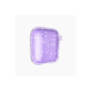 Étui pour écouteurs Airpods 2ème génération Netzy Allstar Glitter Airbag, transparent, violet brillant, en TPU souple, protection - Product Image 1