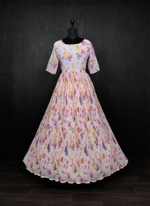 <span class=keywords><strong>Georgette</strong></span> Giả Với Áo Choàng Xếp Li In Họa Tiết Có Vẻ Đáng Yêu Đối Với Trang Phục Dự Tiệc Cho Nữ Trang Phục Thường Ngày - Product Image 3