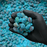 Groothandel Virale Zure Blauwe Bes Gummy Candy Gelatinevrij Halal Gecertificeerd Aangepaste Fruit Smaken Zak Aanpasbare Zure Snoepjes