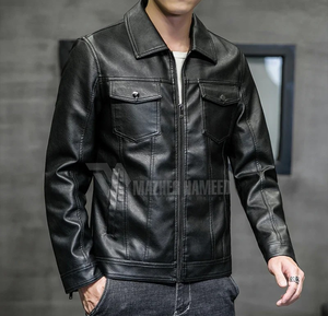 แจ็กเก็ตหนังแท้สำหรับผู้ชายเสื้อคลุมฤดูหนาวทนทานดีไซน์คลาสสิกสั่งโลโก้ได้ตามต้องการ - Product Image 4