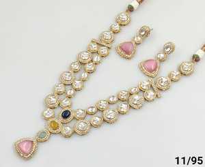 Diseñador de fiesta desgaste AntiquePlated Kundan piedra joyería tradicional hermoso diseño Simple gargantilla collar pendiente para mujer - Product Image 5