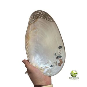 Assiette décorative ovale en nacre, faite à la main, gravée, design oriental, plateau de service pour la table et les cadeaux - Product Image 2