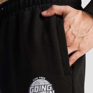 Pantalon de jogging Hyper Joggers - 100% coton noir, coupe régulière, style évasé, en molleton bouclette avec logo personnalisable et décoration plissée - Product Image 6