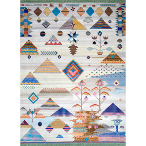 Tapis en laine et soie de bambou noué à la main Freedom Manchaha Ivory 10 mm, motif géométrique, pour salon, usage domestique - Les-8086 Jaipur Rugs US - Product Image 1