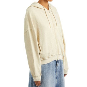 Sudadera con Capucha de Punto con Cremallera, Forrada, Transpirable, de Lana Orgánica para Mujer, Lavado Ácido, Ecológica, OEM, Venta al Por Mayor del Fabricante, 2026 - Product Image 1