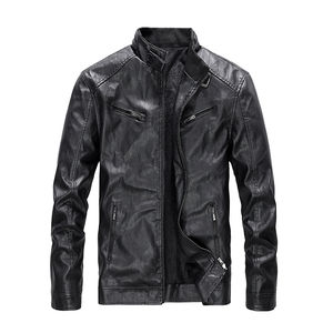 Chaqueta de cuero de vaca 100% de Color personalizado para hombre, abrigo de invierno resistente al agua de alta calidad con cuello levantado, cierre de cremallera, piel de oveja - Product Image 4