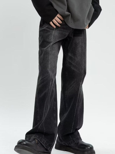 Pantalon en denim délavé vintage personnalisé pour hommes High Street du fabricant Simple Loose Straight Wide Leg Design Plus Size Casual Style - Product Image 5