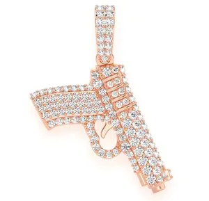 ฮิปฮอปเย็นเพชรขายส่งที่กำหนดเองการออกแบบ10พันกุหลาบทองผู้ชายจี้ล่าสุดราคาโรงงานราคาถูกฮิปฮอปปืนจี้ - Product Image 1