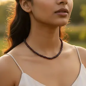 สร้อยคอสไตล์วินเทจสำหรับผู้หญิง ประดับด้วยพลอยโกเมนสีแดง พร้อมด้วยพลอยเทอร์ควอยซ์และหยก ของขวัญที่มีความศักดิ์ศรีและทันสมัย - Product Image 1