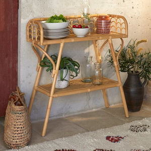 Table console en osier faite à la main Table console en rotin à 2 niveaux Table console en rotin OEM du fabricant vietnamien HNH Craft - Product Image 6