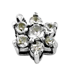 Pendentif Breloque Fleur en Argent Sterling 925 avec Zircon Cubique Scintillant Rond pour Bracelet et Collier - Product Image 2