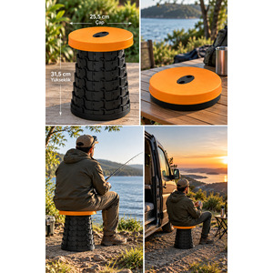 Taburete Telescópico Plegable - Asiento Portátil Ligero Multiusos para Camping, Pesca, Picnic, Baño y Viajes - Product Image 1