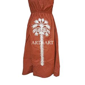 Robe décontractée mi-longue de style A, à imprimé floral brodé Suzani, de haute qualité et durable, taille unique pour filles, sans manches, col carré - Product Image 2