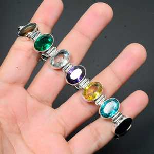 สร้อยข้อมือเงินแท้ 925 ประดับพลอยหลากชนิดแบบวินเทจ ดีไซน์สวยหรู เหมาะสำหรับเป็นของขวัญสำหรับผู้หญิงในโอกาสแต่งงานและวันครบรอบ - Product Image 1