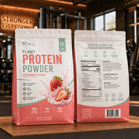 Sachet personnalisé imprimé à fond plat pour poudre, 1 kg, en film mat avec fermeture éclair, pour suppléments de fitness, créatine, en Mylar avec fenêtre