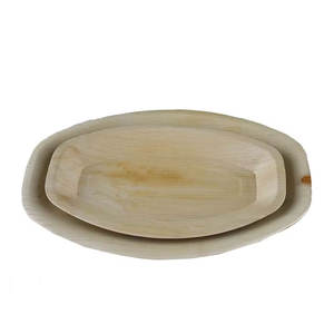 Assiettes de vaisselle ovales à feuilles profondes jetables biodégradables écologiques de haute qualité pour les pique-niques de fêtes de mariage - Product Image 1