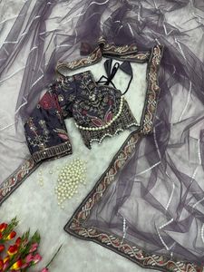 À la mode traditionnel classique Georgette Saree dernière conception fantaisie broderie séquence dentelle travail fête soie tissu pour adultes femmes - Product Image 6