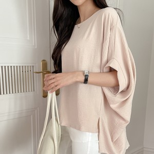 Camicetta Comoda da Donna Taglie Forti con Maniche a Pipistrello, Stile Boxy, in Poliestere/Cotone, Prodotta in Corea - Product Image 1