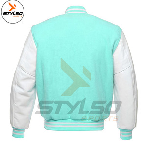 เสื้อแจ็กเก็ตเบสบอลสำหรับผู้ชาย,เสื้อแจ็กเก็ต Trucker Letterman Base Ball หนัง Varcity Varsity - Product Image 3