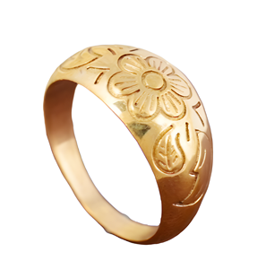 Anillo de latón con diseño floral, chapado en oro de 18k, anillo de cúpula llamativo, venta al por mayor, para mujer - Product Image 1