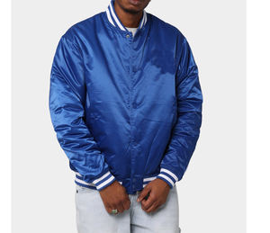 Custom High Quality Thin Satin <b>Varsity</b> <b>Jackets</b> for Men <b>and</b> Women Winter Season Accessory with Covered Button Letterman Design - Product Image 1