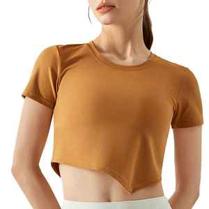 Camiseta Corta de Cuello Redondo de Color Sólido para Mujer a un Precio Razonable, Camiseta Corta Transpirable de Alta Calidad para Damas - Product Image 6