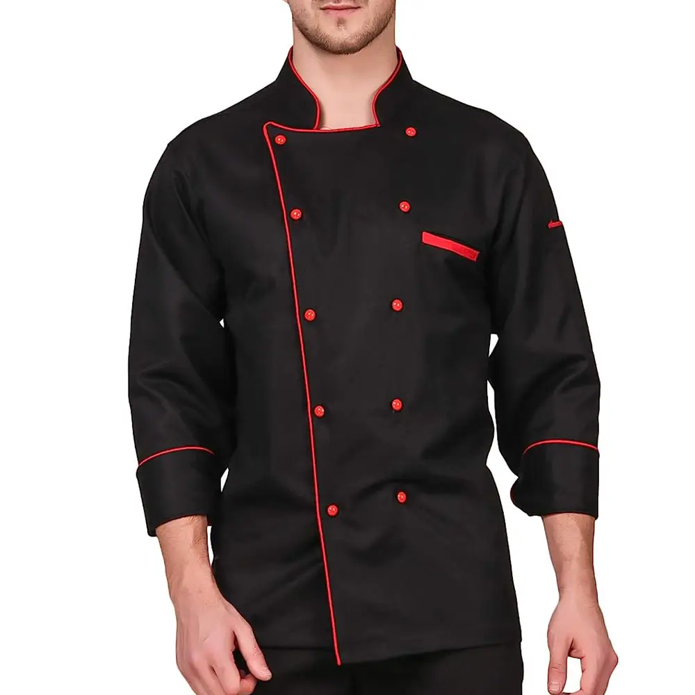 Logo personalizzato stampa uomo Chef uniforme servizio di ristorazione cuoco cappotto solido uomo cucina ristorante panetteria abbigliamento cappotto
