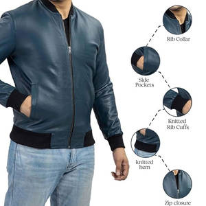 Chaqueta de Cuero de Manga Larga al Mejor Precio, Diseña Tus Propias Chaquetas de Cuero de Moda, Chaqueta de Cuero Bomber para Hombre de Alta Calidad - Product Image 6