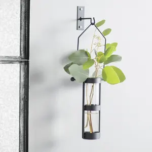 Modern Art Deco Wall Hanging Metal Tubo de vidrio Florero Elegante Decoración para el hogar Mesa Diseño Material de cristal - Product Image 5