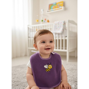 Babero de bebé de tela de rizo 100% algodón suave, con correas ajustables, alta absorción, para alimentación y saliva, fabricado en Turquía, Denizli, OEM. - Product Image 3