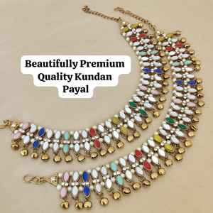Kundan Payal paire de qualité supérieure pour les femmes dernière conception bijoux traditionnels indiens parfaits pour les mariages, les occasions festives - Product Image 4