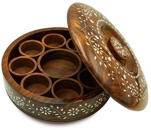 กล่องไม้ Masala ดีไซน์เคลือบทำด้วยมือคุณภาพหรูหรากล่องเก็บเครื่องเทศ - Product Image 6