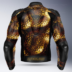 Veste de course en cuir perforé pour moto Veloce Gold pour homme, en cuir de vache/kangourou, protection CE niveau 2 - Product Image 2
