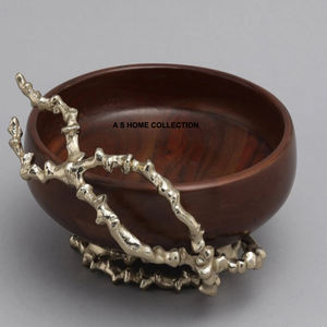 Design royal servant des bols décoratifs en métal martelé bols à salade en aluminium de qualité alimentaire de forme longue avec poignée design - Product Image 6