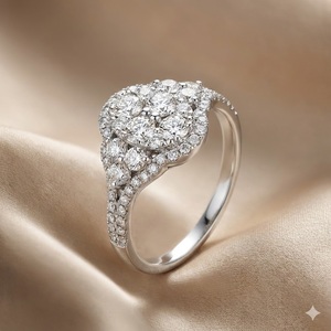 Bague de mariage demi-entourée classique en or blanc 18 carats avec diamant naturel à 100 %, style solitaire juif, pour femme, vente en gros de bijoux de Chine - Product Image 1