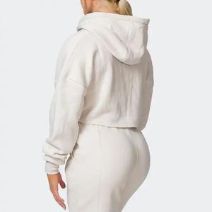 Conjunto de Sudadera Corta Oversize Gris y Pantalones Acampanados para Mujer, Chándal de Dos Piezas para Descansar, Traje Deportivo para Damas al por Mayor - Product Image 2