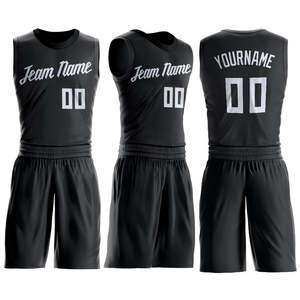 Maillot de basket-ball unisexe en polyester respirant noir et blanc personnalisé avec transfert thermique OEM, nom de l'équipe, impression numérique, logo personnalisé - Product Image 1