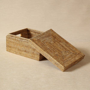 Boîte de rangement avec couvercle en rotin de style unique boîtes dures durables et robustes de qualité supérieure provenant du Vietnam fabricant OEM accepté vente en gros - Product Image 1