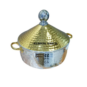 Olla Caliente de Metal con Alambre de Hierro, Acabado Dorado, Diseño de Lujo, Forma Redonda, Nuevo Calentador de Alimentos Decorativo de Metal de Lujo - Product Image 3