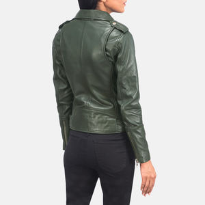 Veste de motard en cuir vert professionnel de haute qualité pour hommes col montant décontracté à fermeture éclair pour les saisons d'hiver Service OEM - Product Image 2