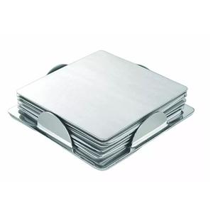 Attractive Designer Square Shape <b>Stainless</b> <b>Steel</b> Coaster Custom Logo Non-Slip <b>Table</b> Top Dining Factory Supply - Product Image 1