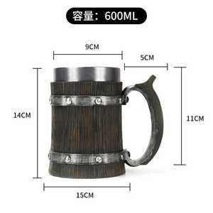 Nouveau style rétro américain bois d'acacia fabriqués à la main tasses à bière écologiques grande capacité tasses à bière pression exportations mondiales - Product Image 5