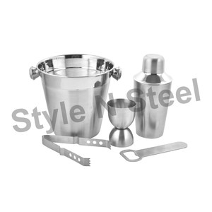 Juego de barras de acero inoxidable de 4 piezas de pared simple de primera calidad al por mayor juego de herramientas de cóctel de diseño grabado juego de barras de material metálico herramientas - Product Image 1