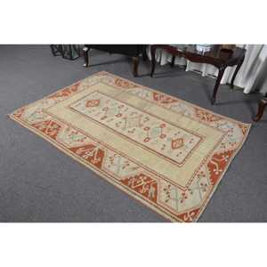 Tapis turc vintage 4,2x5,9 pi (129x181 cm), tapis Ikat marron - Product Image 5