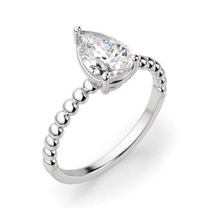Bague de fiançailles solitaire perlée de diamant taille poire pour femme - Product Image 5